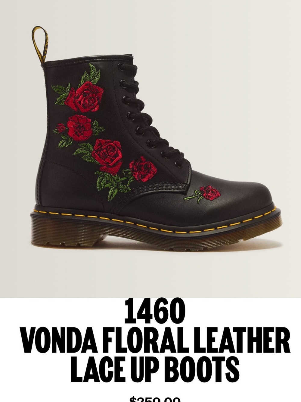 Dr. Martens 1460 Vonda Rose Embroidered Boots - Size 7